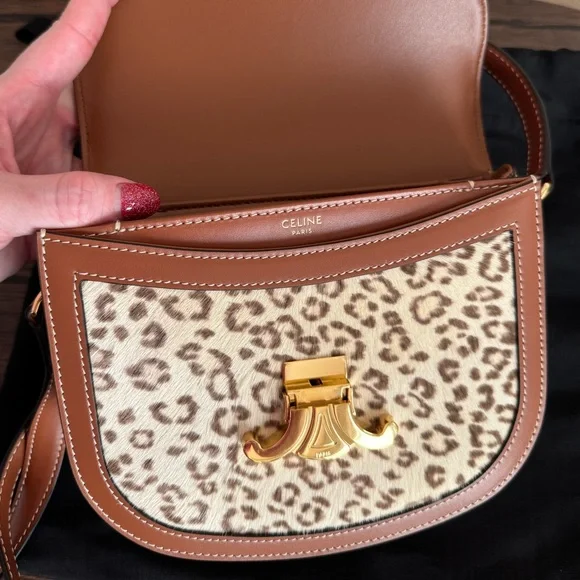 Celine Clea Limited Edition Leopard Print Pony Hair Calfskin Crossbody Bag - Picture 4 of 10